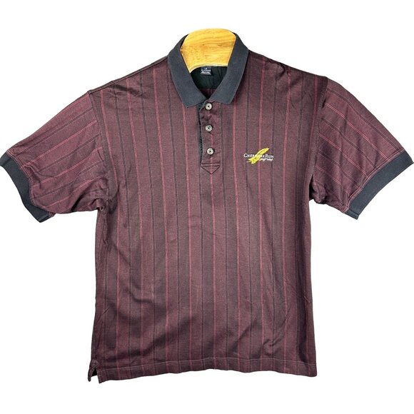 Cutter & Buck Cherokee Run Golf Club Polo Shirt Men's L Burgundy & Black Cotton - Picture 1 of 9